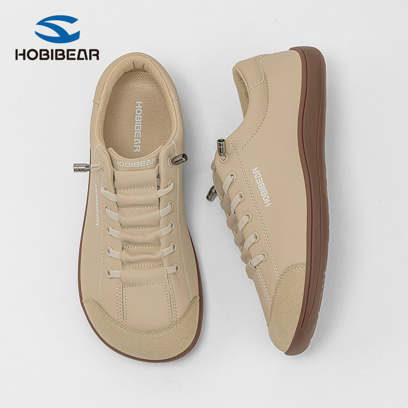 HOBIBEAR 春と秋のワイドヘッドシューズ紳士靴 pu レザー裸足靴スポーツシューズスリッポンカジュアルデイリーウォーキングシューズ