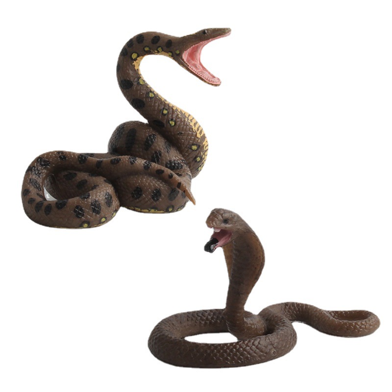 Venta caliente transfronteriza de simulación infantil bosque animal modelo juguete sólido Cobra Python adornos creativos