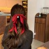 Red hairgrip for princess with bow, hair accessory, big crab pin, advanced shark, high-quality style