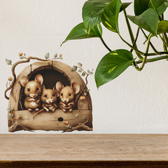 Wholesale cartoon mouse hole bedroom entrance bathroom toilet home decoration wall sticker decal self-adhesive