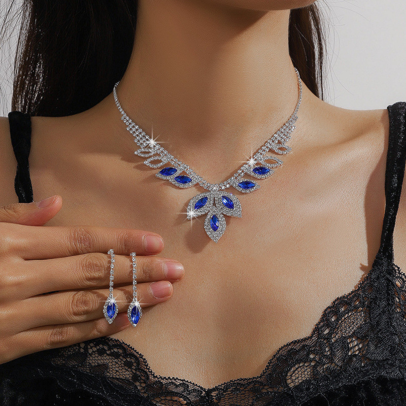 Bruidssieraden ketting oorbellen sieradenset bruiloft banket jurk ketting modieuze en veelzijdige temperament accessoires_voghion.com