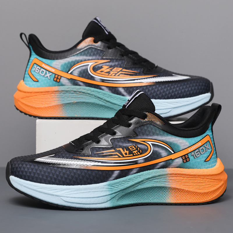 Nuevos hombres y mujeres parejas zapatos deportivos casuales suela suave tablero de carbono amortiguador zapatillas para correr estudiantes tendencia superficie de malla voladora ligera