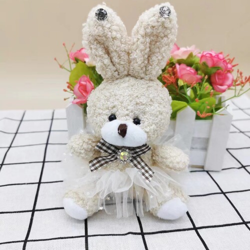 Factory direct sales Internet celebrity cute wedding dress Teddy rabbit pendant plush cute pet doll doll bag accessories key