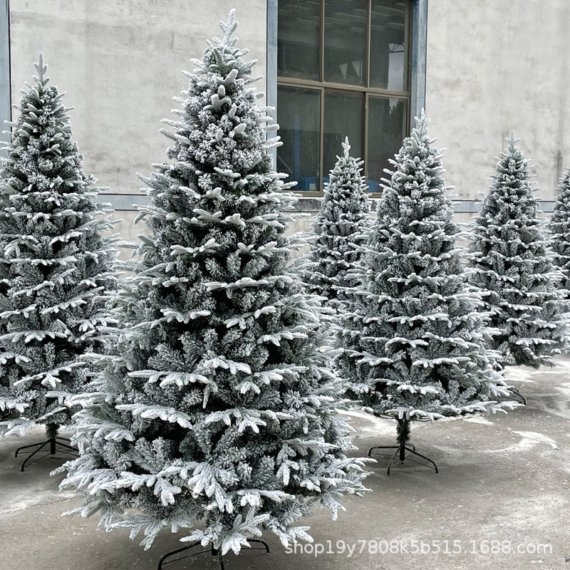 Christmas white snowflake flocking PE Christmas tree 1.5 meters 1.8 meters 2.1 meters 3 meters simulation cedar snow decoration