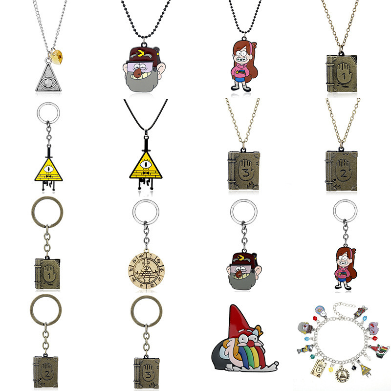 American Grotesque Town Gravity Falls Pendant Keychain Triangle Bill Dip Diary Necklace
