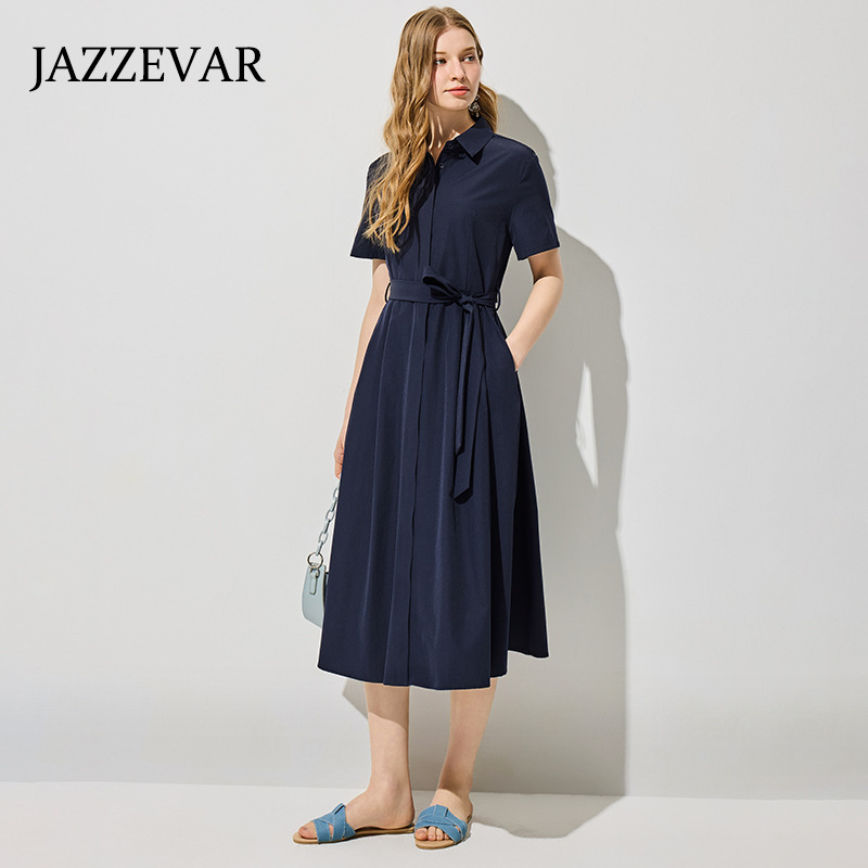 Shirt-Style Dress for Women, Summer Simple Style Tie-Waist Dress
