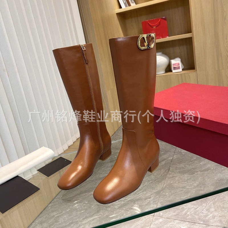高品质新款欧美方头粗跟切尔西靴骑士靴V字金属logo低跟廋廋靴女|undefined