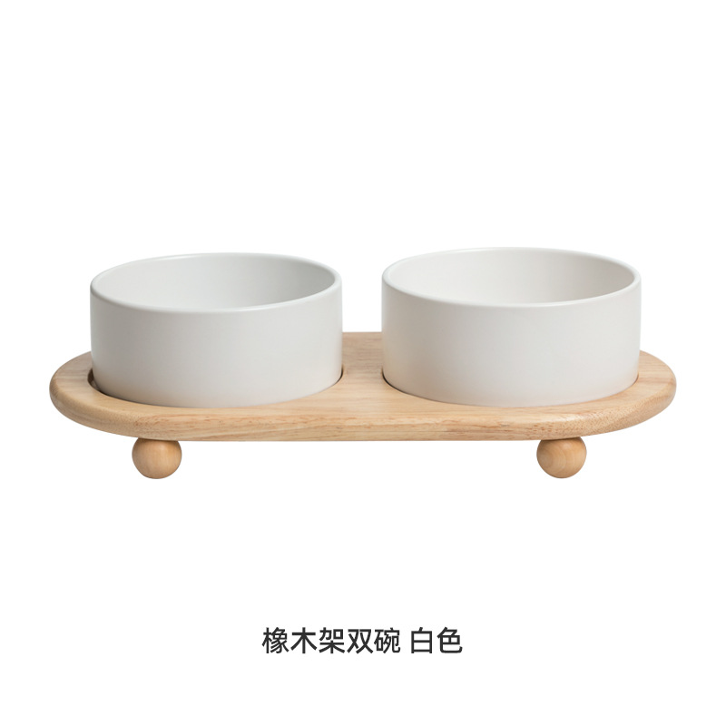 Tazón de cerámica gato tazón de comida para gatos tazón de perro tazón de beber tazón doble tazón de protección cervical suministros para mascotas