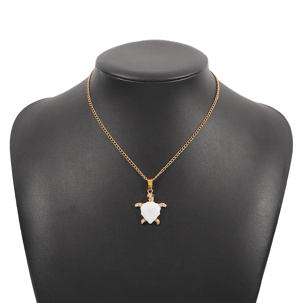 fashion cute and funny little turtle geometric alloy diamond necklace female