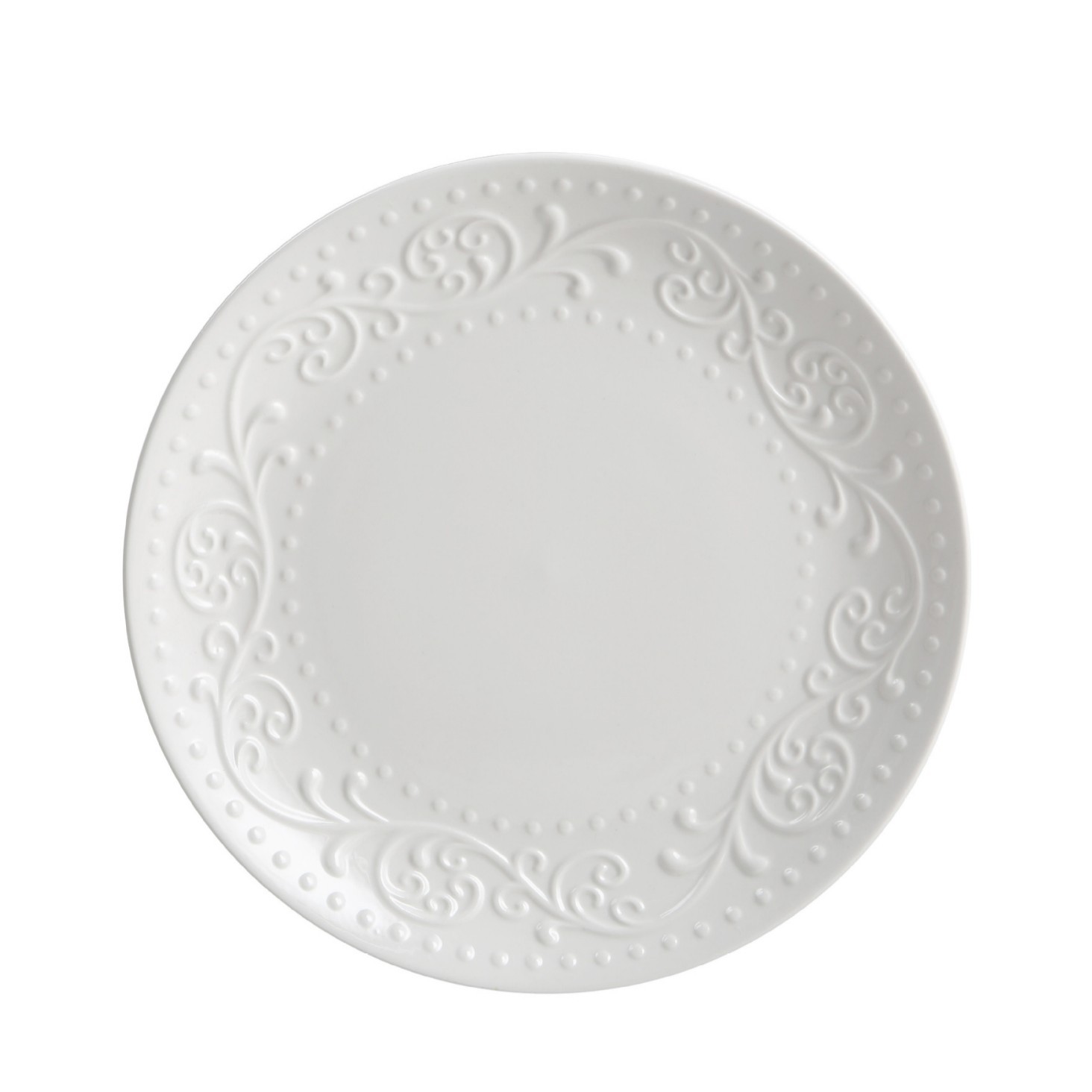 Platos blancos en relieve, platos de filete de alta calidad, platos de cerámica, platos de desayuno profundos, cubiertos de lujo