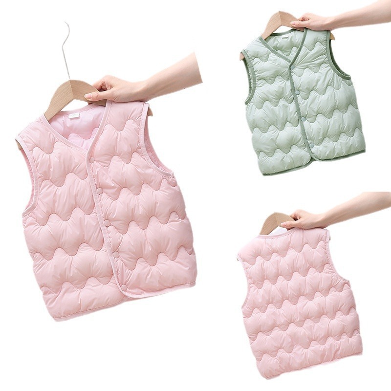 Otoño y invierno nuevos chalecos de niños de moda para niños de mediana edad, ropa de algodón delgada, chalecos de ropa interior y ropa exterior