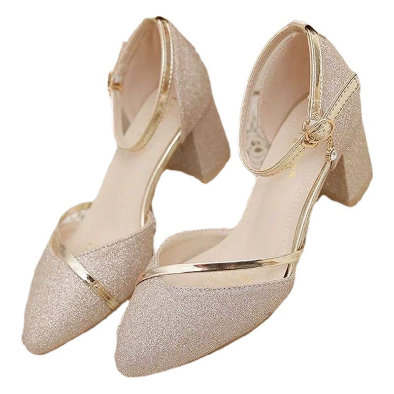 2021 летние новые стильные сандалии Baotou, женские туфли на толстом каблуке с заостренным корнем и пряжкой, модные сандалии для внешней торговли в Корейском стиле