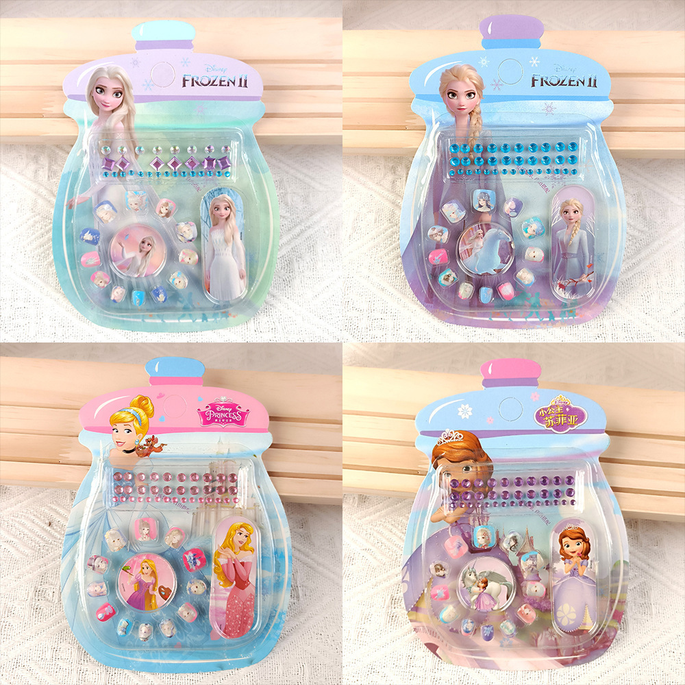 Blister hecho a mano bricolaje niños vistiendo uñas para niños niños pequeños Frozen Princess Aisha Nail Parche image 9
