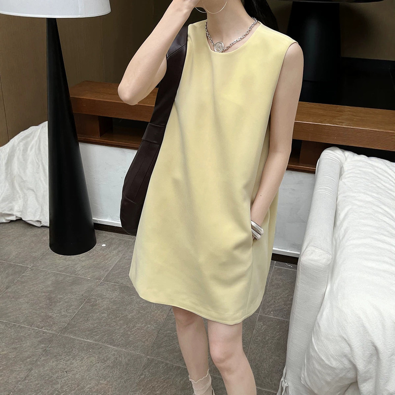 [First Release] Thirteen Lines Summer Simple Commuter Sleeveless Patchwork Pocket Vest Short Dress for Women Lya658