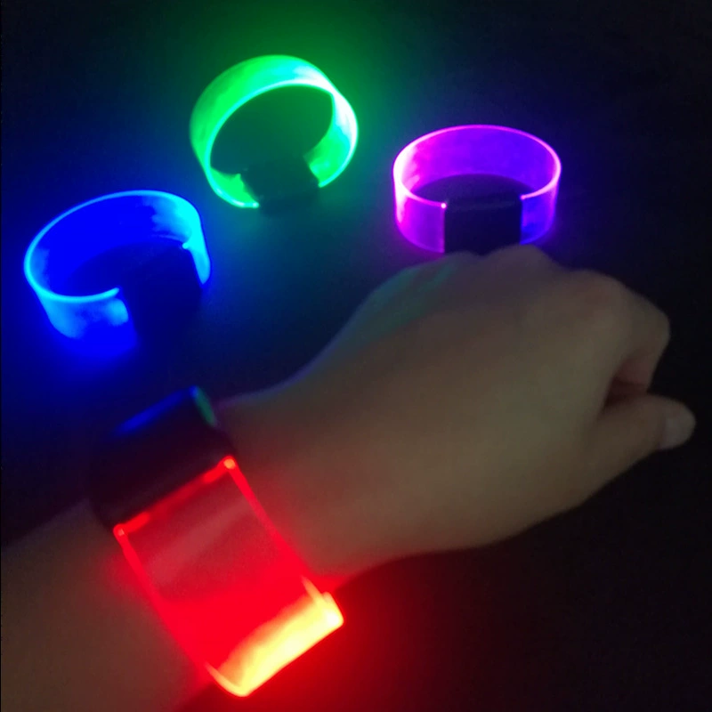 Оптовый производитель светодиодных светящихся браслетов с кнопкой, магнитные разноцветные флуоресцентные браслеты, поддерживающие браслеты с возможностью печати