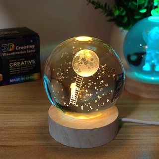 水晶球激光内雕摆件3D星空玻璃球圣诞白水晶旅游纪念紫水晶