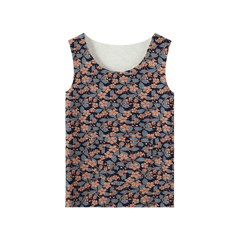 Ронг Де Цветочный двойной карман теплый жилет женский зимний бархат теплый без рукавов, тонкая рубашка с круглым вырезом