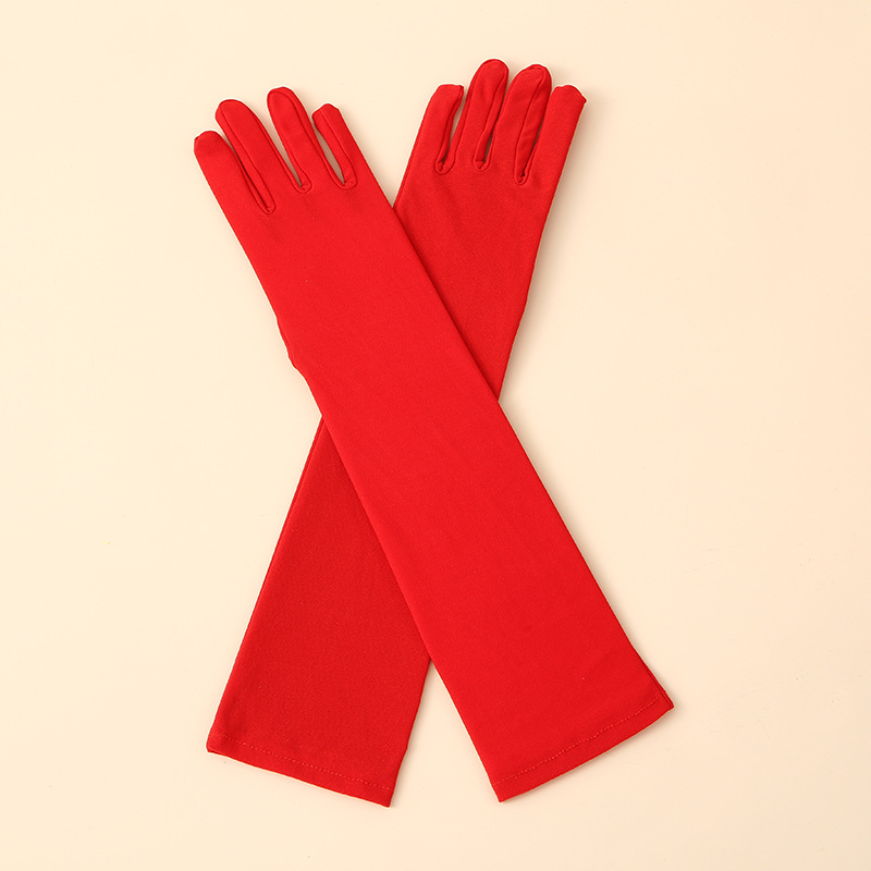 Guantes largos negros de seda de leche elásticos de 53 cm para fiestas, festivales, Halloween, accesorios para disfraces y espectáculos.