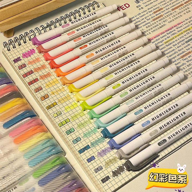 ダブルヘッド蛍光ペン30色セット学生マークペン重点マーカー高颜値カラー手帳ペン卸売り|undefined