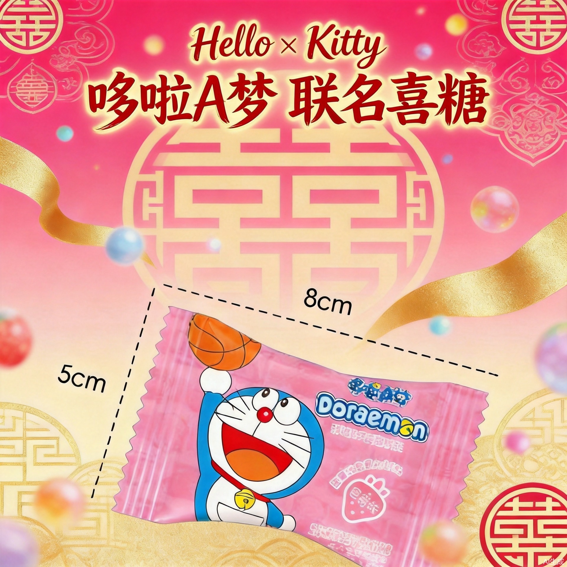 润谷hellokitty果汁软糖水果混合口味(KT猫凯蒂猫橡皮糖)多来A梦