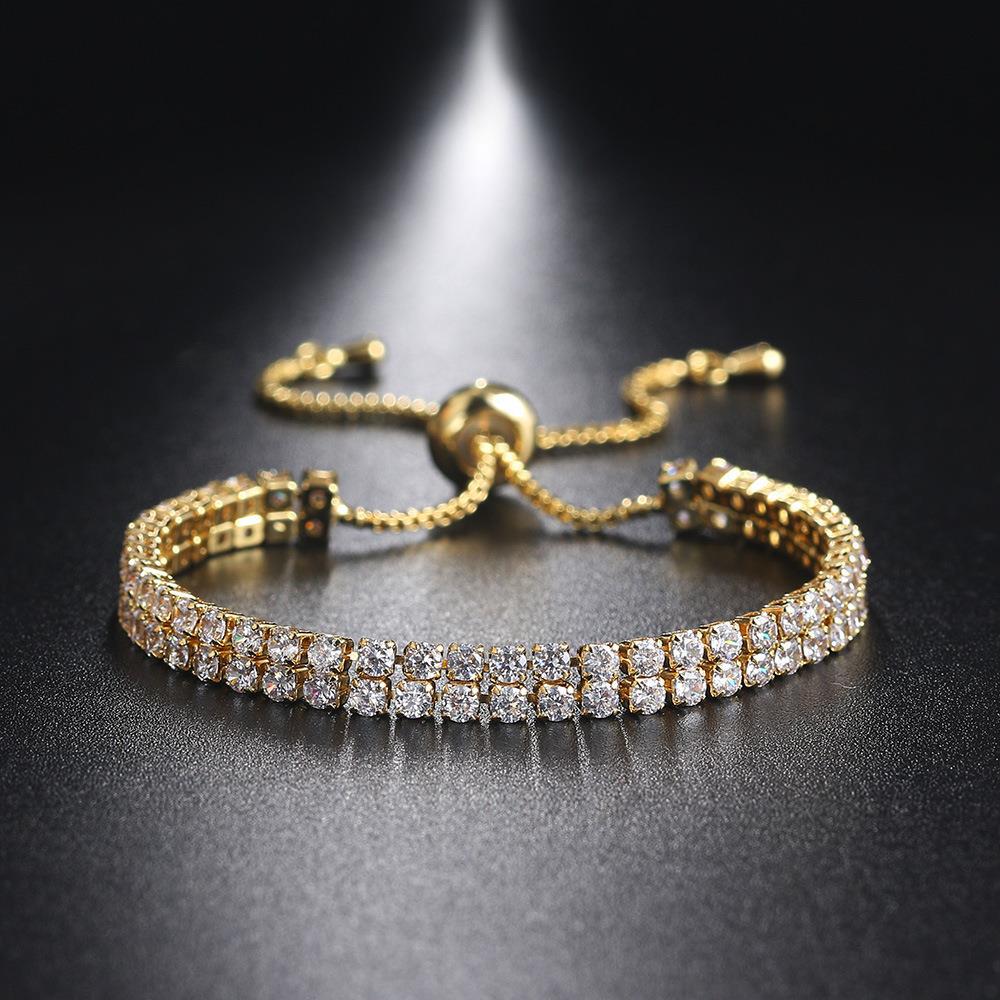 Double Row Full Zircon Bracelet Female 2.5mm Full Diamond Adjustable Tennis Bracelet European and American Popular Cross-border Explosive Jewelry