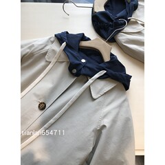 满分的高级感~老钱风调性！复古撞色双面穿连帽风衣中长款外套女
