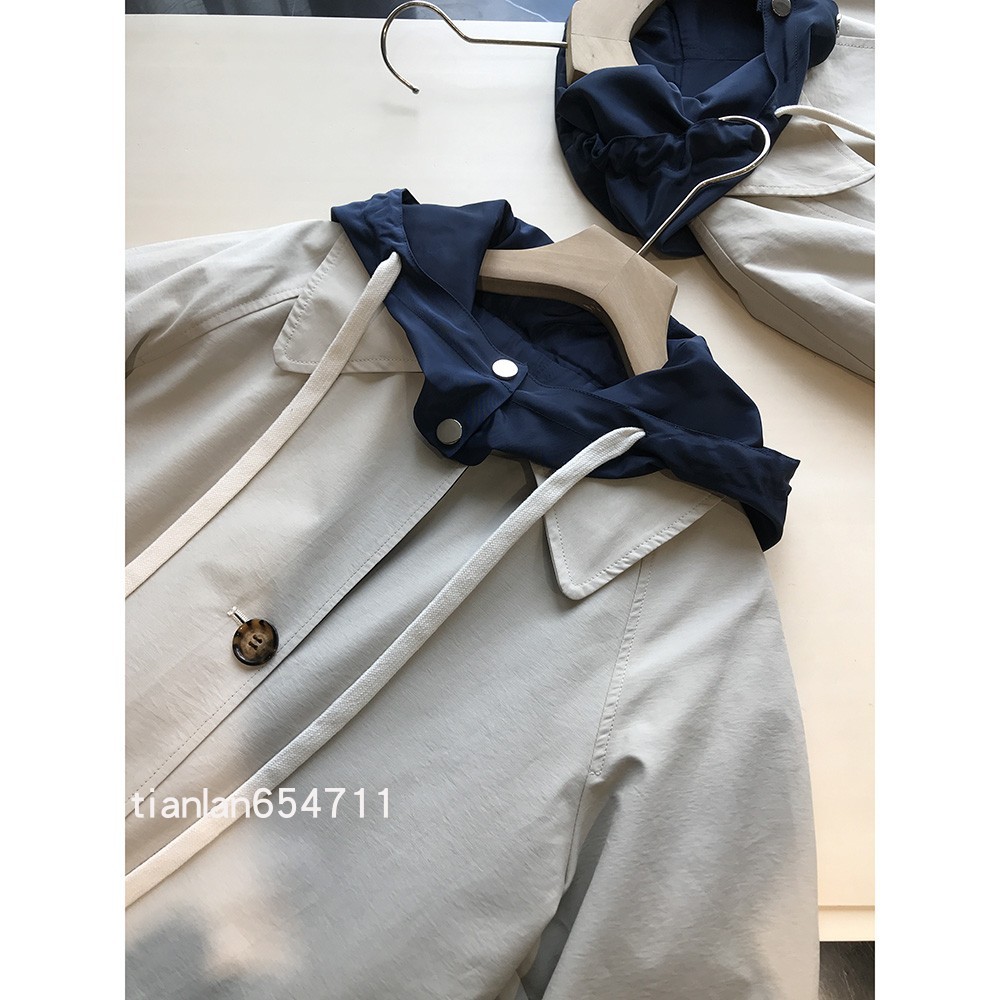 Full Marks for High-End Feel ~ Old Money Style! Retro Contrasting Color Reversible Hooded Windbreaker Mid-Length Jacket for Women