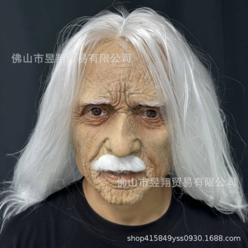 Cross-Border Hot-Selling Amazon Boss Wig Beauty Mask Latex Full-Face Grandma and Grandpa Realistic Headgear