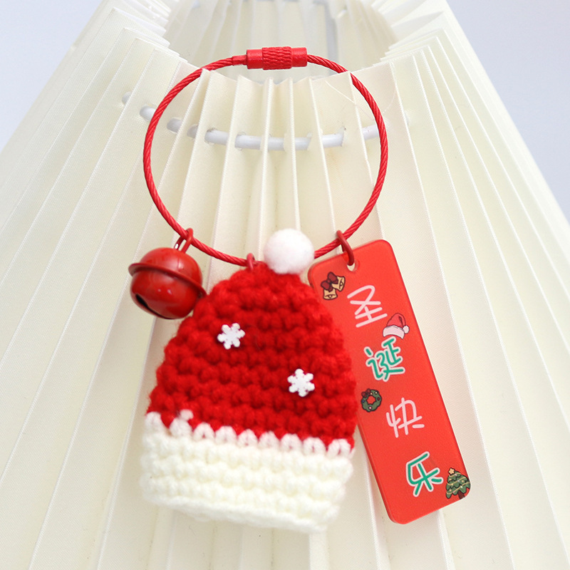 手作りかぎ針編みペンダントクリスマスニットウール人形キーホルダーペンダントウールニットサンタ帽子|undefined