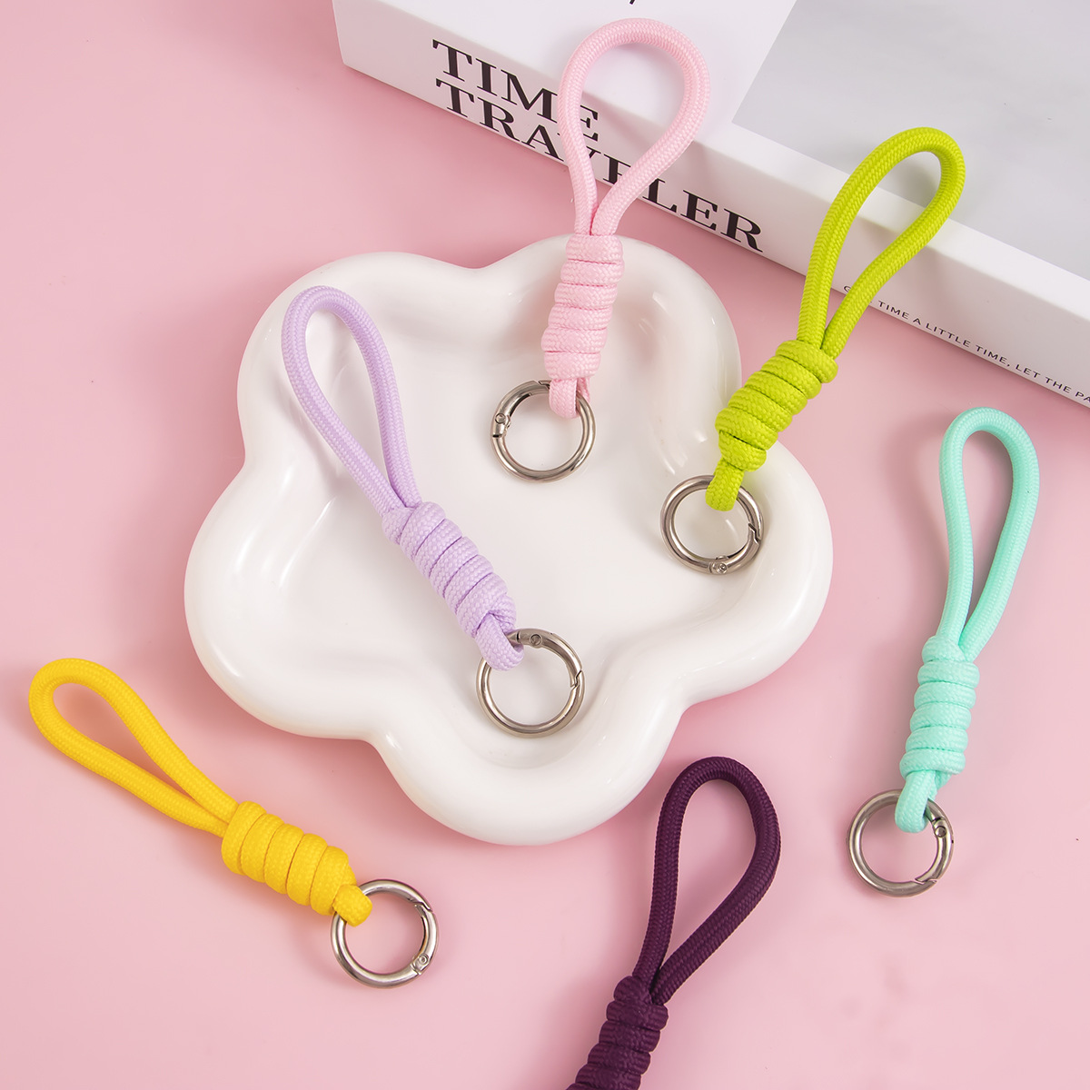 Colorful Versatile Wrist Phone Lanyard Short Anti-Loss Rope Handmade Woven Cotton Rope DIY Accessory Keychain Pendant