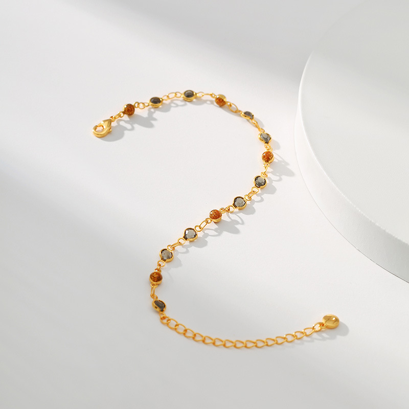 Round Pattern Women'S Gender Retro Round Copper Inlay Glass Bracelets