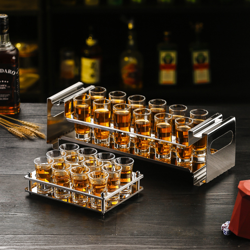 Bar KTV de acero inoxidable titular de la bala de licor titular de la taza de vidrio del hogar trago taza de una taza espíritus taza titular conjunto