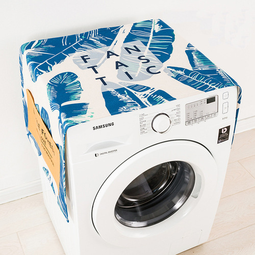 Nordic Green Leaf Refrigerator Dust Cover Fabric Waterproof Sunshade Automatic Drum Washing Machine Cover Storage Bag