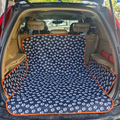 Washable Anti-Fouling Waterproof Anti-Scratch Mat – Trunk Mat - paw-print-pet-pad-600d-oxford-cloth-black-145105