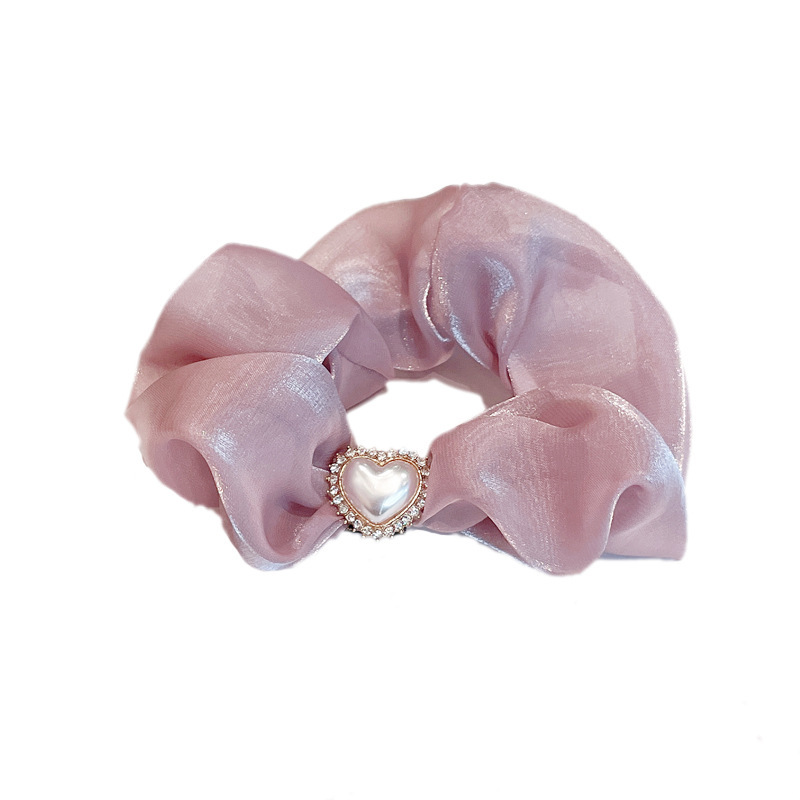 Corea del Sur Dongdaemun mismo estilo perla seda tela anillo cabeza cuerda japonés Hada amor intestino grueso anillo pelo cuerda al por mayor