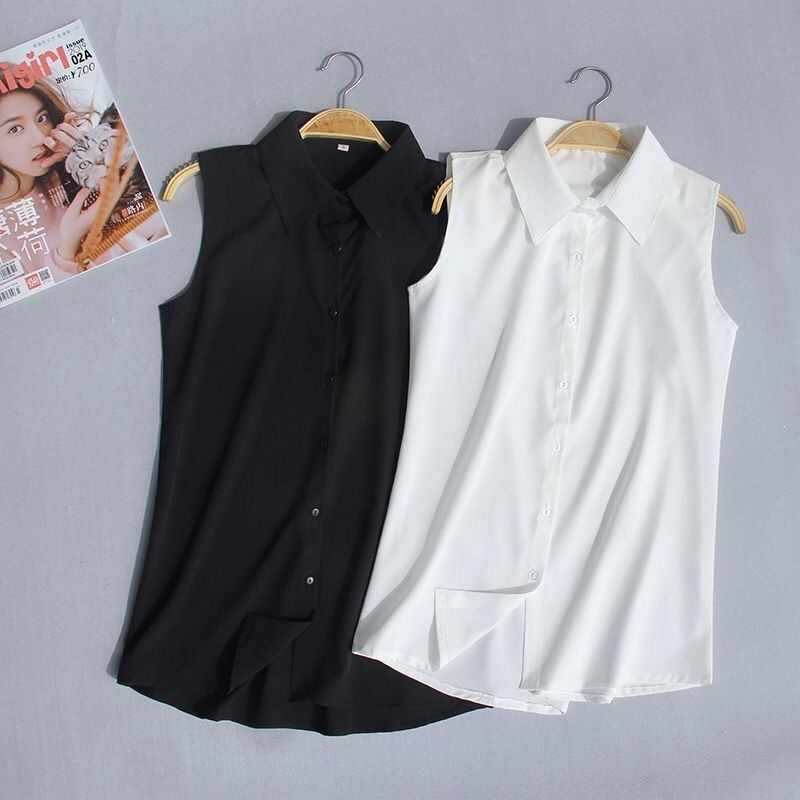 Sleeveless White Chiffon Shirt for Women, New Spring Style, Slimming Plus Size, Professional Wear, Simple Base Shirt Sleeveless White Chiffon Shirt for Women, New Spring Style, Slimming Plus Size, Professional Wear, Simple Base Shirt