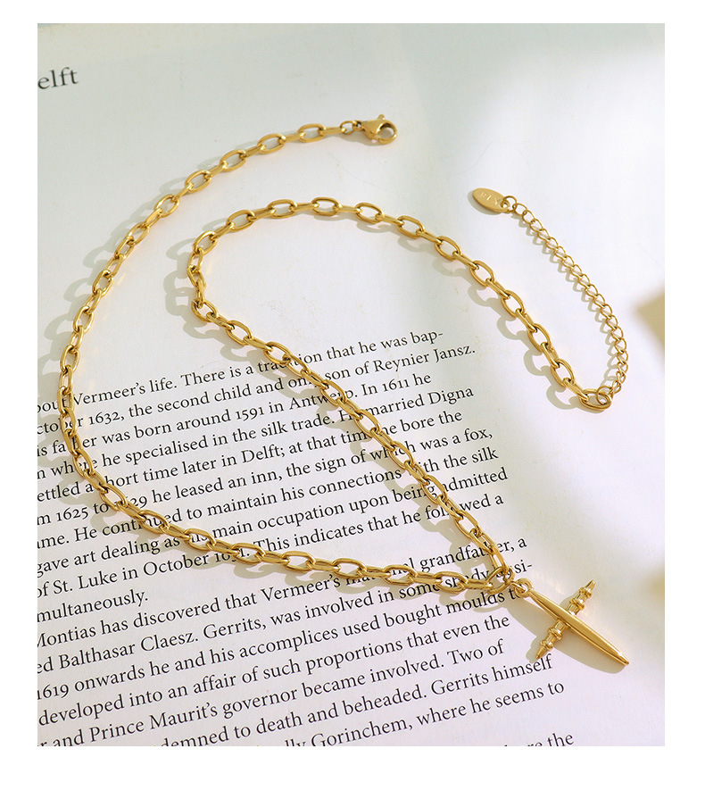 304 Stainless Steel Material Cross Pattern Women'S Gender PVD Coated Real Gold Plated Cross Titanium Steel Waterproof Non Tarnish Pendant Necklace