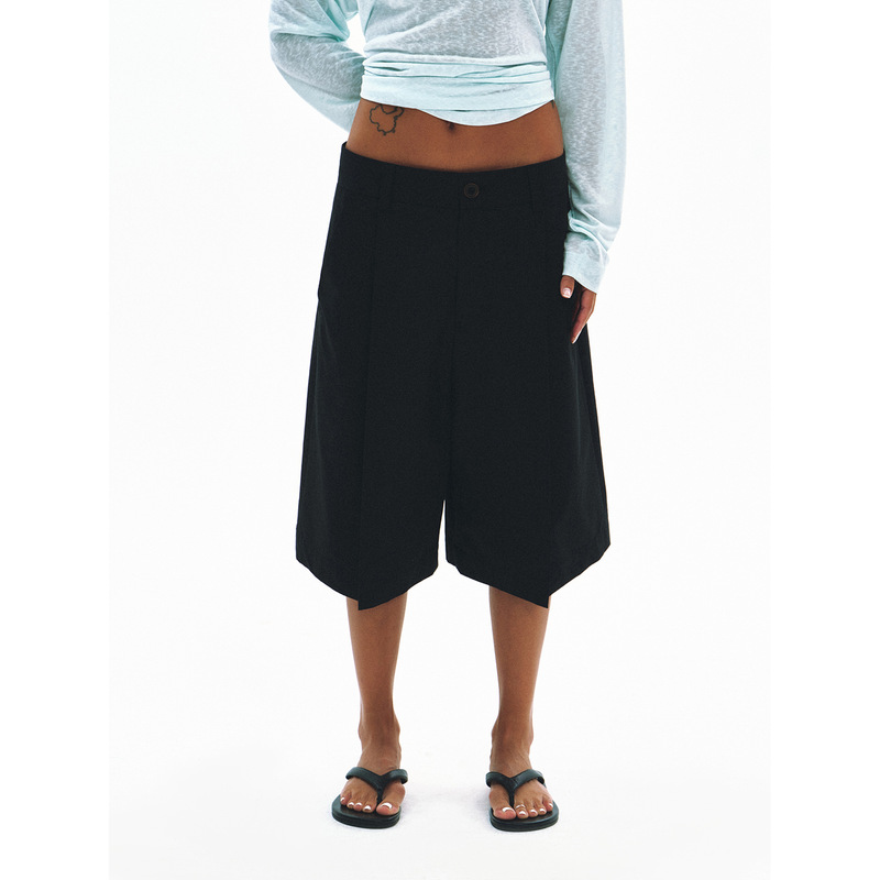 【Time Label Black】New Casual Loose Lightweight Breathable Summer Wide-Leg Cropped Pants for Women V60986 【Time Label Black】New Casual Loose Lightweight Breathable Summer Wide-Leg Cropped Pants for Women V60986