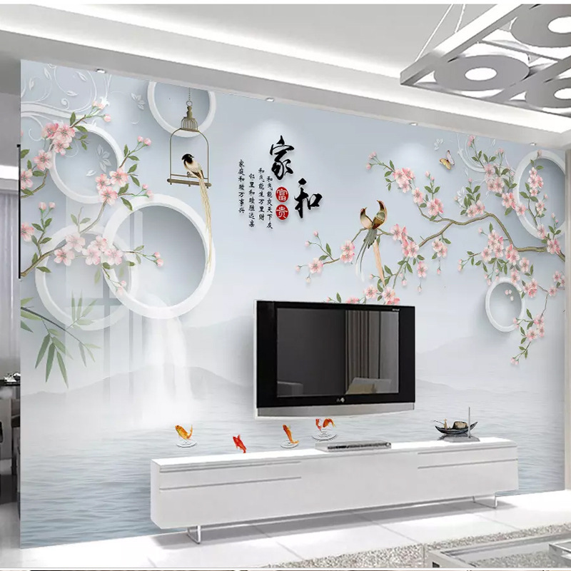 墙纸3d立体壁画电视背景墙壁纸客厅家和影视壁布装饰墙布自粘|undefined