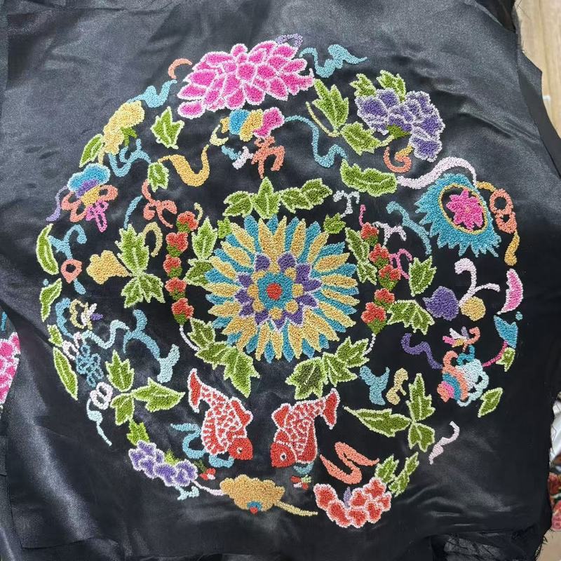 苏绣纯手工打籽绣30圆国风刺绣服装绣片厂家批发|undefined