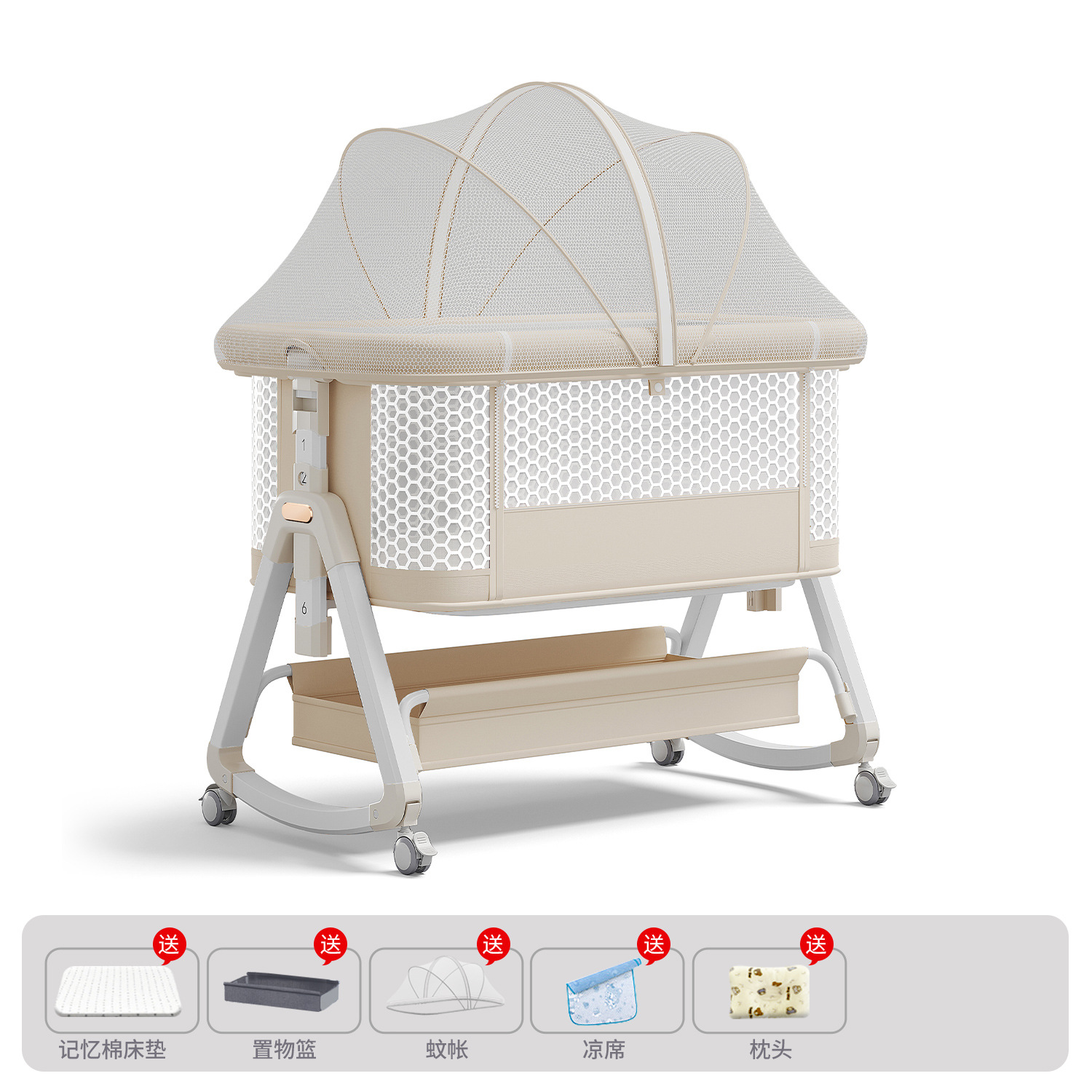 Cama de bebé móvil portátil cuna cama plegable multifuncional BB cama para recién nacidos empalme cama grande