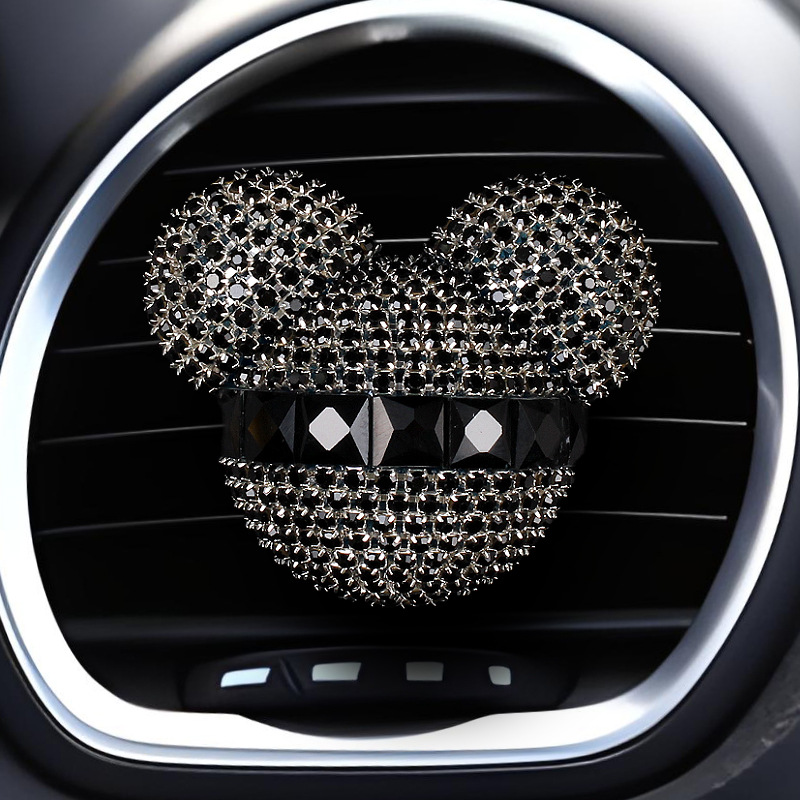 Diamante transfronterizo Mickey Head Salida de aire para automóvil Clip de fragancias Perfume para automóvil Aire acondicionado Perfume para automóvil Interior de diamantes de imitación