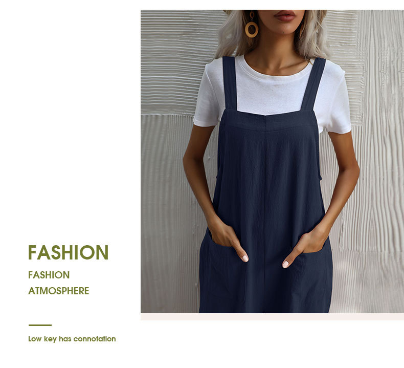 Cotton Linen Casual Suspender Jumpsuit NSDMB104540