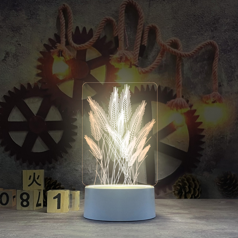 Nueva y única lámpara de noche 3D de acrílico, lámpara de escritorio USB, lámpara de noche para dormitorio, lámpara LED creativa, regalo de regreso a clases, Día del Trabajo