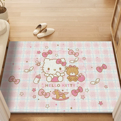 Hellokitty Entrance Door Floor Mat Household Wire Ring Anti-Slip Mat Stain-Resistant and Easy to Care for Entrance Door Mat Drop Shipping