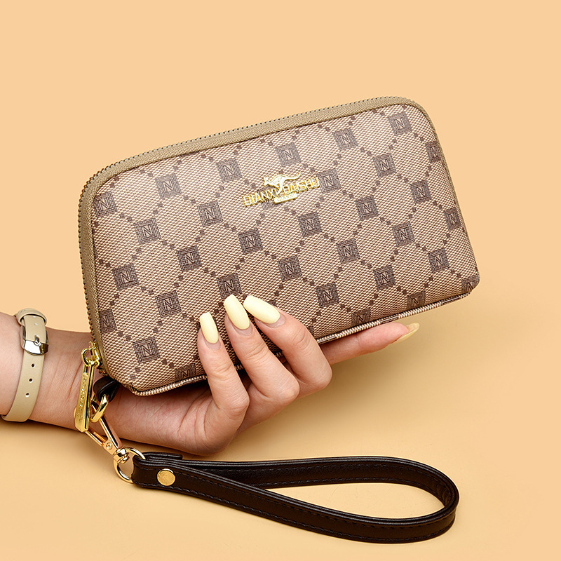 2025 Women's Wallet Clutch High-End Soft Leather Mom Bag Wrist Bag Large Capacity Mobile Phone Bag Small Shoulder Bag