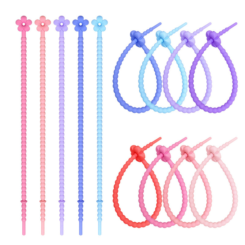 250mm Candy Color Floret Silicone Tie Pendant Keychain DIY Clothing Bag Mobile Phone Accessories Lanyard Accessories