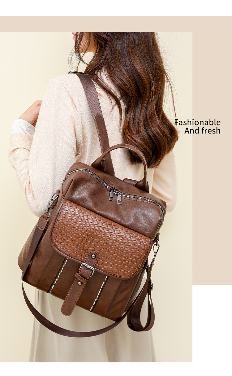 New Large Capacity Women's Backpack Soft Leather Multi Purpose Travel Backpack Single Shoulder Bag Women's Bag Student Backpack_voghion.com