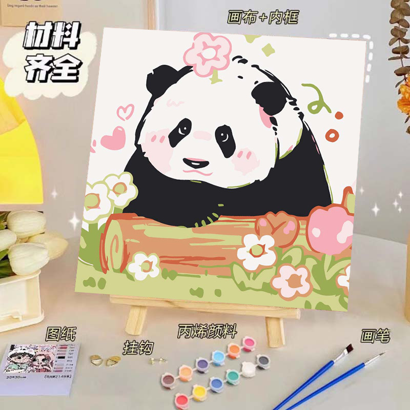 Pintura al óleo digital de bricolaje, dibujos animados para niños, pinturas para colorear hechas a mano, lindos puestos de animación curativos, comercio exterior transfronterizo