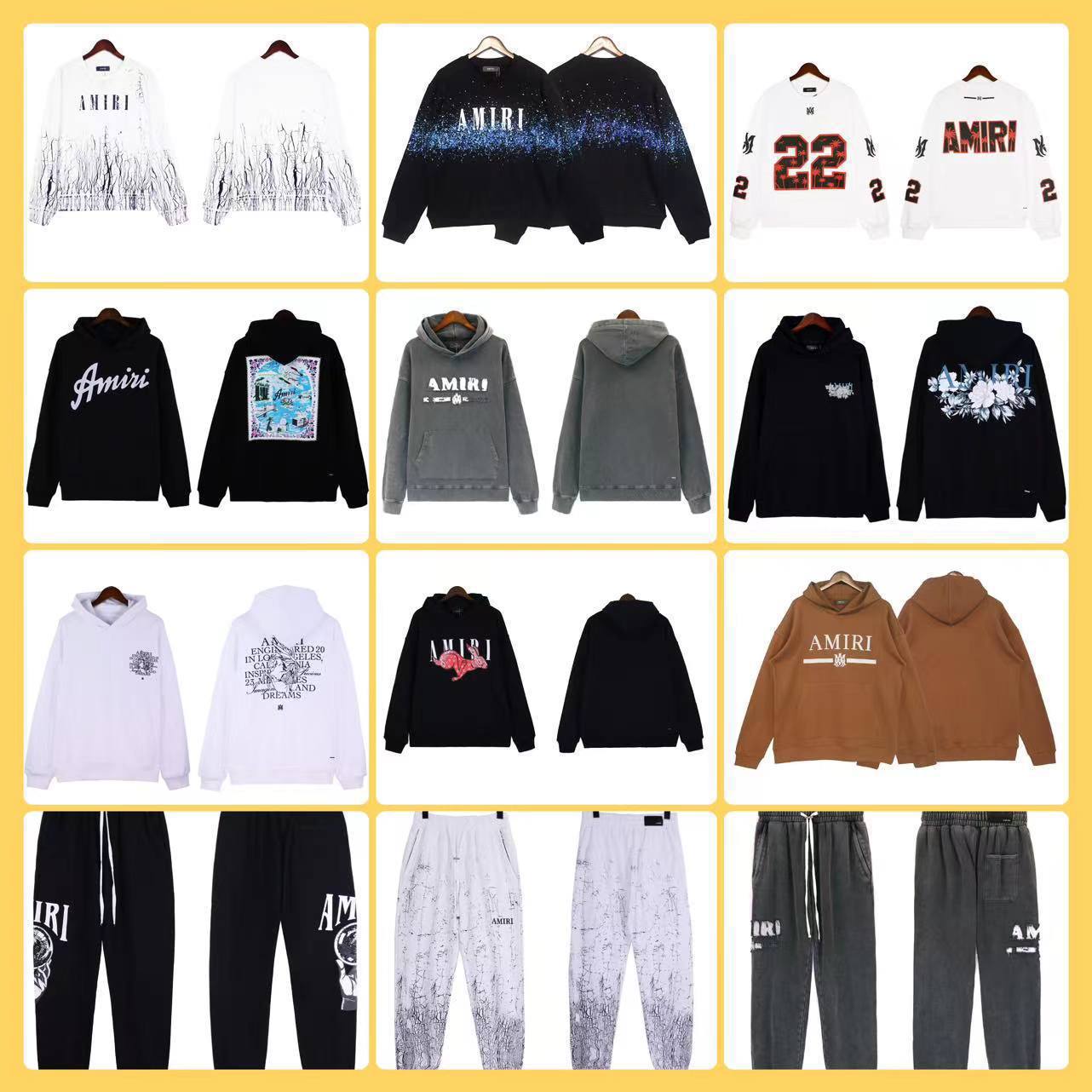 美式潮牌AM1R1 ICON街头泼墨字母LOGO印花宽松帽衫男连帽卫衣外贸